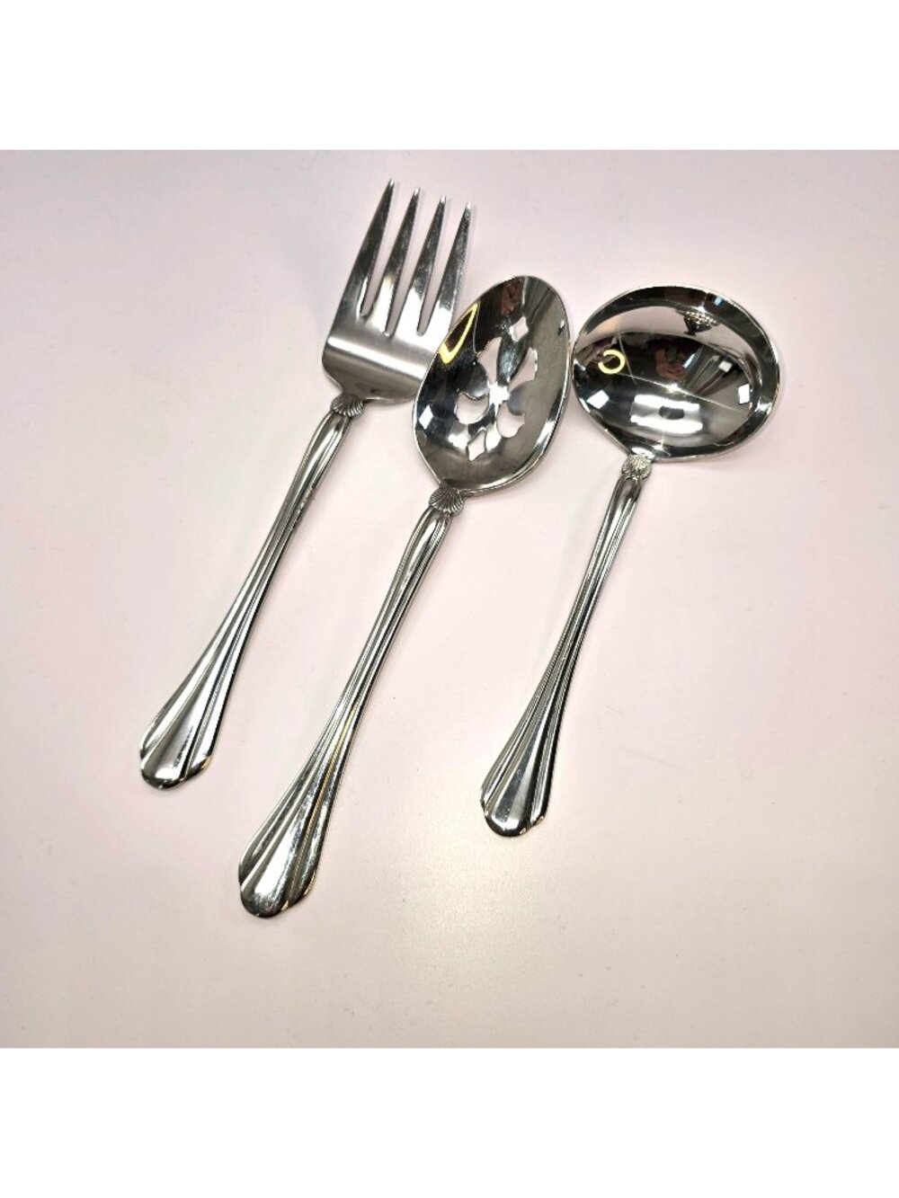 Pfaltzgraff Stainless Steel 18/8 3-Piece Serving Set Fork Ladle Spoon VL5087